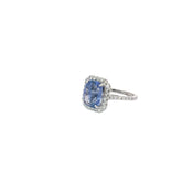 14k White Gold 4.59ct Octagonal Shape Natural Sapphire No Heat Sri Lanka and .58ct G VS2 Round Diamond Ring GIA# 6234363604
